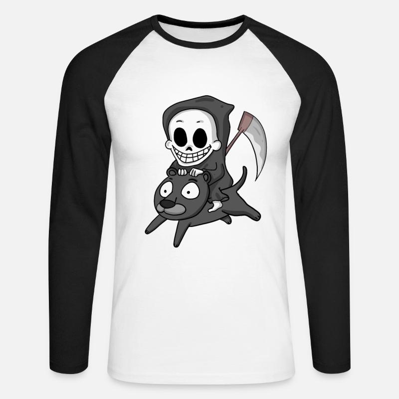 Sensenmann und Schwarzer Panther - Unisex Baseballshirt langarm - Weiß/Schwarz