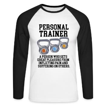 Personal Trainer Definition - Unisex Long Sleeve Baseball T-Shirt - white/black - Front - Nik (191cm)