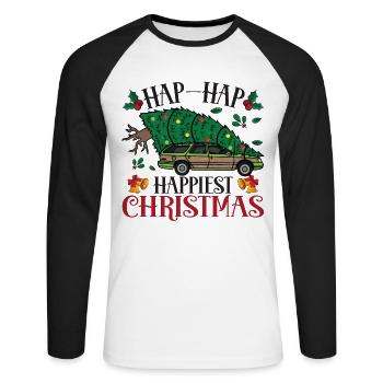 Camion de transport d’arbre de Noël le plus heureux - T-shirt baseball manches longues Homme - blanc/noir - Devant - Nik (191cm)
