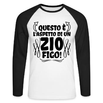 Questo è l'aspetto di un Zio figo Miglior Zio del - Unisex Baseballshirt langarm - Weiß/Schwarz - Vorne - Nik (191cm)