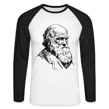 Portrait of Darwin Biology Theory of Evolution - Unisex Long Sleeve Baseball T-Shirt - white/black - Front - Nik (191cm)