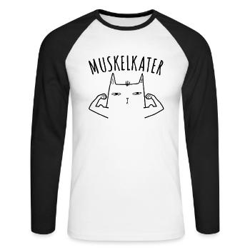 Fitness Fitnesstrainer Bodybuilder Muskelkater Gym - Unisex Baseballshirt langarm - Weiß/Schwarz - Vorne - Nik (191cm)