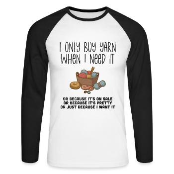 Knitting Knitting Basket - Unisex Long Sleeve Baseball T-Shirt - white/black - Front - Nik (191cm)