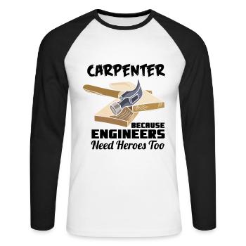 Artisans charpentiers - T-shirt baseball manches longues Homme - blanc/noir - Devant - Nik (191cm)