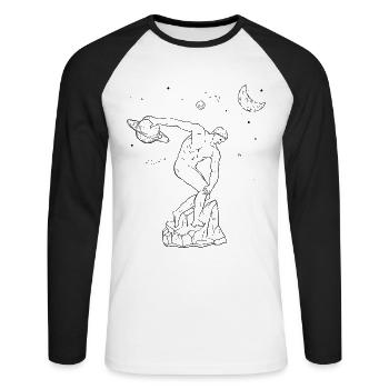 Discobolus esthétique céleste par Myron Planet - T-shirt baseball manches longues Homme - blanc/noir - Devant - Nik (191cm)