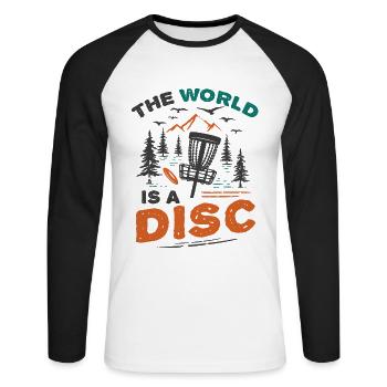 Le monde est un disc golf frisbee - T-shirt baseball manches longues Homme - blanc/noir - Devant - Nik (191cm)