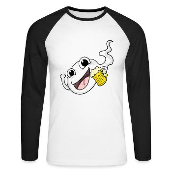 Sperma mit Bier - Unisex Baseballshirt langarm - Weiß/Schwarz - Vorne - Nik (191cm)