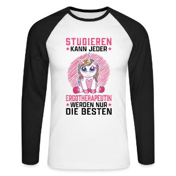 Ergotherapeutin studieren Ergotherapie - Unisex Baseballshirt langarm - Weiß/Schwarz - Vorne - Nik (191cm)