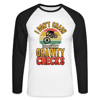 Drôle je ne plante pas je fais des contrôles de gravité aléatoires BMX - T-shirt baseball manches longues Homme - blanc/noir - Devant - Nik (191cm)