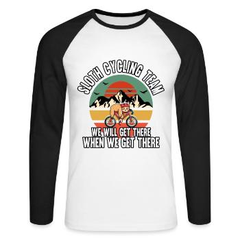 Funny Sloth Cycling Team We Will Get There - Unisex Long Sleeve Baseball T-Shirt - white/black - Front - Nik (191cm)