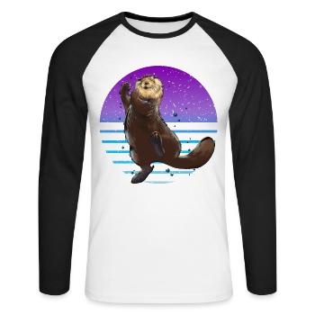 Otter Retro - Unisex Long Sleeve Baseball T-Shirt - white/black - Front - Nik (191cm)