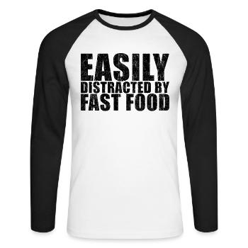 Dicton de la restauration rapide - T-shirt baseball manches longues Homme - blanc/noir - Devant - Nik (191cm)