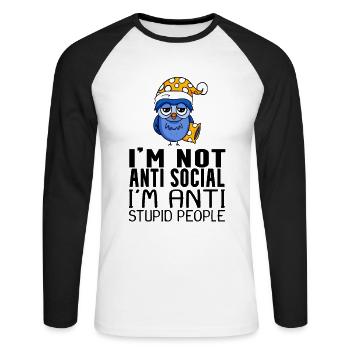 lustige Sprüche dumme Menschen - Unisex Baseballshirt langarm - Weiß/Schwarz - Vorne - Nik (191cm)