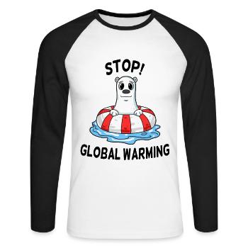 Climate Change Climate Protection - Unisex Long Sleeve Baseball T-Shirt - white/black - Front - Nik (191cm)