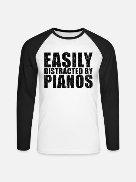 Pianist Geschenk - Unisex Baseballshirt langarm - Weiß/Schwarz