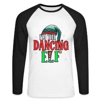 Funny Dancer I'm The Dancing Elf Christmas Holiday - Unisex Baseballshirt langarm - Weiß/Schwarz - Vorne - Nik (191cm)