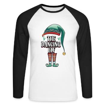 Funny The Dancing Elf Christmas Holiday Costume - Unisex Baseballshirt langarm - Weiß/Schwarz - Vorne - Nik (191cm)
