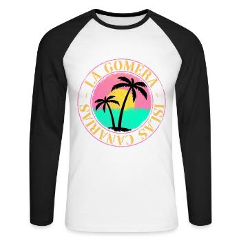 La Gomera Summer Sun Beach Sea Palm Trees - Unisex Long Sleeve Baseball T-Shirt - white/black - Front - Nik (191cm)