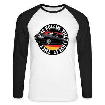 You see me driving in my car - Unisex Long Sleeve Baseball T-Shirt - white/black - Front - Nik (191cm)