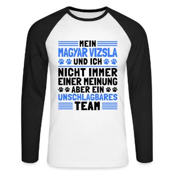 Mein Magyar Vizsla und Ich Ungarischer Vorstehhund - Unisex Baseballshirt langarm - Weiß/Schwarz - Vorne - Nik (191cm)