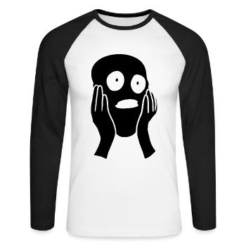 Face of Fear - Unisex Long Sleeve Baseball T-Shirt - white/black - Front - Nik (191cm)