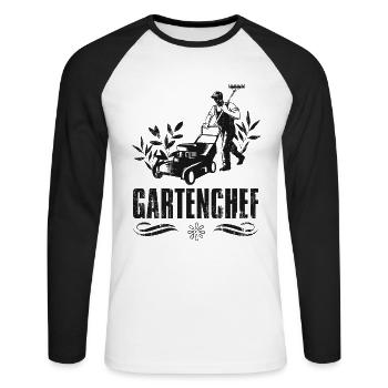 Hobby Gärtner Gartenchef Gartenarbeit Herren - Unisex Baseballshirt langarm - Weiß/Schwarz - Vorne - Nik (191cm)
