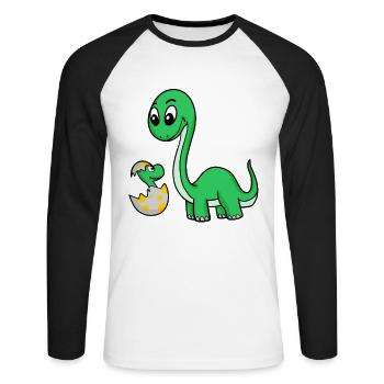 Dinosaurs with Baby Dinosaurs - Unisex Long Sleeve Baseball T-Shirt - white/black - Front - Nik (191cm)