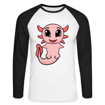 Axolotl - T-shirt baseball manches longues Homme - blanc/noir - Devant - Nik (191cm)