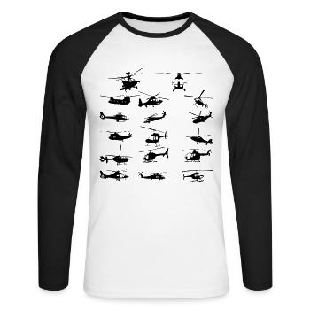Helikopter Hubschrauber Heli Geschenk - Unisex Baseballshirt langarm - Weiß/Schwarz - Vorne - Nik (191cm)