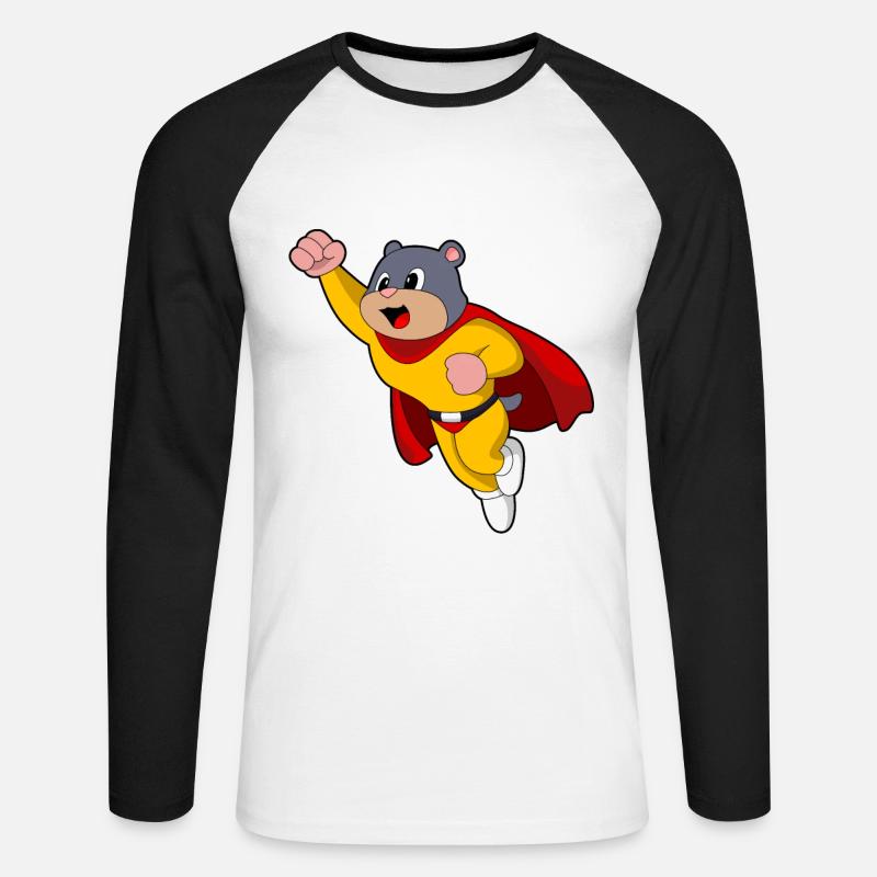 Maulwurf als Held - Unisex Baseballshirt langarm - Weiß/Schwarz