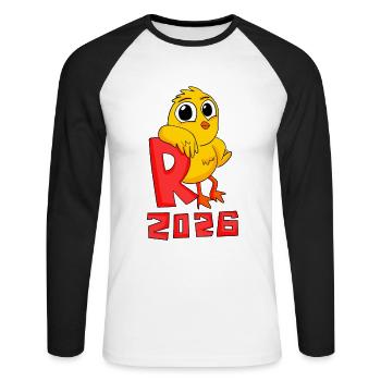 Rente 2026 Ruhestand - Unisex Baseballshirt langarm - Weiß/Schwarz - Vorne - Nik (191cm)