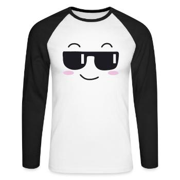 Les lunettes de soleil rient visage - T-shirt baseball manches longues Homme - blanc/noir - Devant - Nik (191cm)