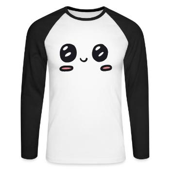 larmes de joie kawaii - T-shirt baseball manches longues Homme - blanc/noir - Devant - Nik (191cm)