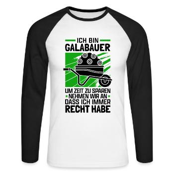 Galabauer haben Recht Landschaftsgärtner Galabau - Unisex Baseballshirt langarm - Weiß/Schwarz - Vorne - Nik (191cm)