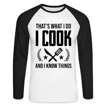 cook cook - Unisex Long Sleeve Baseball T-Shirt - white/black - Front - Nik (191cm)