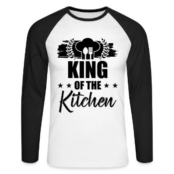 king of the kitchen - Unisex Long Sleeve Baseball T-Shirt - white/black - Front - Nik (191cm)