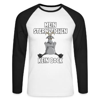 Le signe du zodiaque n’a pas de chèvre grosse paresseuse Capricorne - T-shirt baseball manches longues Homme - blanc/noir - Devant - Nik (191cm)