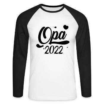 Opa 2022 - Werdende Opa - Unisex Baseballshirt langarm - Weiß/Schwarz - Vorne - Nik (191cm)