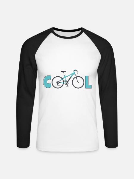 Cool Bicycle Mountain Biking - Unisex Long Sleeve Baseball T-Shirt - white/black