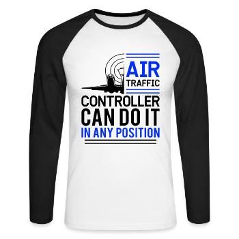 Service de vol du contrôleur de la circulation aérienne - T-shirt baseball manches longues Homme - blanc/noir - Devant - Nik (191cm)