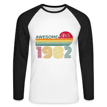 Vintage 1982 82 Birthday Retro Vintage Gift - Unisex Long Sleeve Baseball T-Shirt - white/black - Front - Nik (191cm)