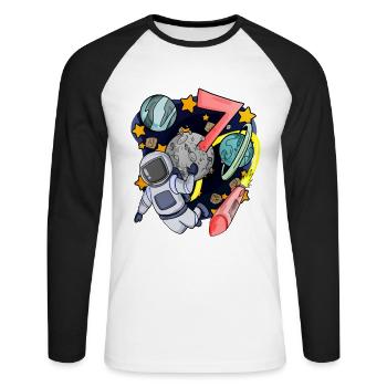 7 birthday boy - 7 years old - I am 7 - Unisex Long Sleeve Baseball T-Shirt - white/black - Front - Nik (191cm)