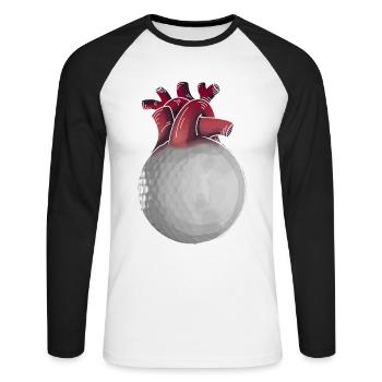 Golfer Herz lustiger Golfball Golf Geschenk - Unisex Baseballshirt langarm - Weiß/Schwarz - Vorne - Nik (191cm)