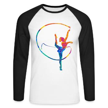Cadeau Dancing Girls - T-shirt baseball manches longues Homme - blanc/noir - Devant - Nik (191cm)
