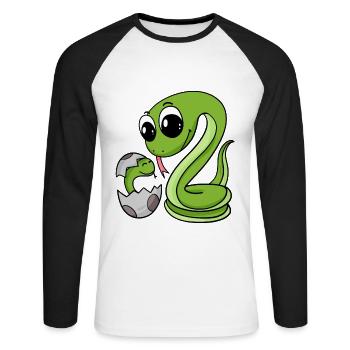 Serpent avec bébé serpent - T-shirt baseball manches longues Homme - blanc/noir - Devant - Nik (191cm)