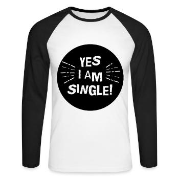 Single - Unisex Long Sleeve Baseball T-Shirt - white/black - Front - Nik (191cm)