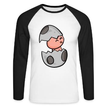 Chicken Egg Motif - Unisex Long Sleeve Baseball T-Shirt - white/black - Front - Nik (191cm)
