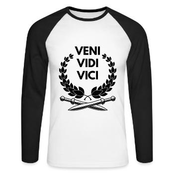 Veni Vidi Vici, Roman Empire - Unisex Long Sleeve Baseball T-Shirt - white/black - Front - Nik (191cm)