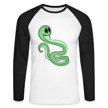 Schlange - Unisex Baseballshirt langarm - Weiß/Schwarz - Vorne - Nik (191cm)