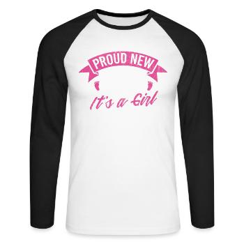 Proud New Father is a Girl Design Daddy - Unisex Long Sleeve Baseball T-Shirt - white/black - Front - Nik (191cm)